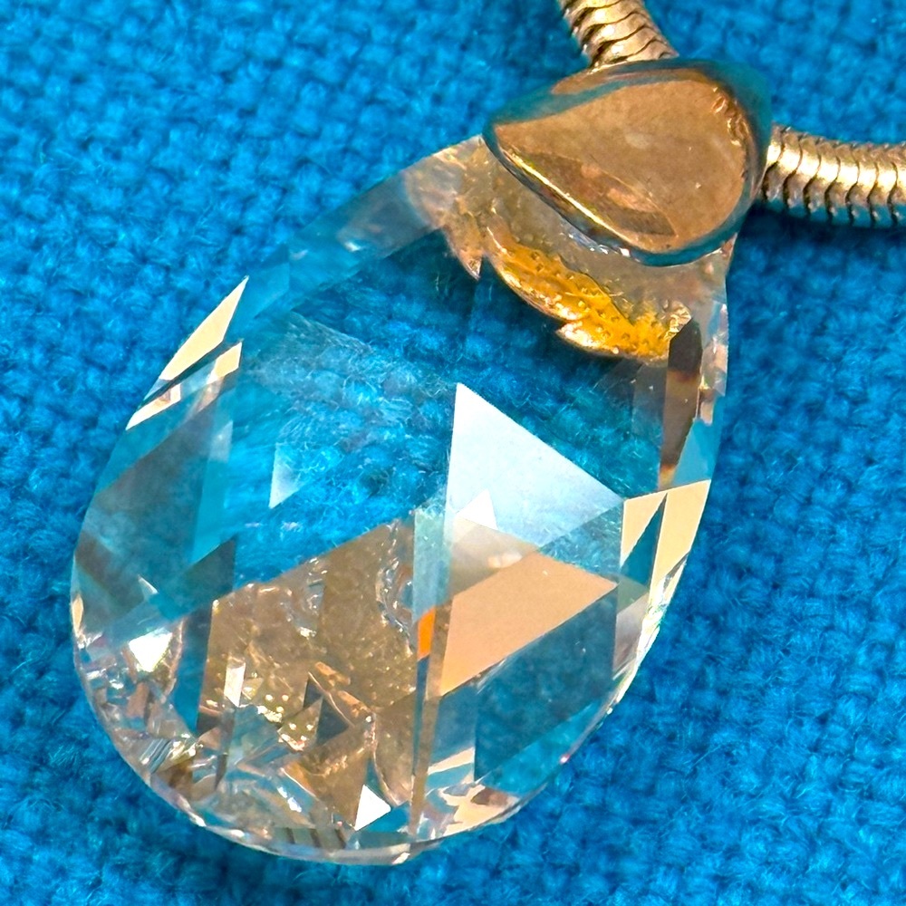 Milor Italy sterling silver large faceted Crystal pendant necklace